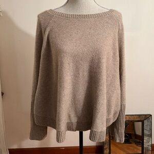 Eileen Fisher Beige 100 % Cashmere Sweater Dolman Sleeves Size Medium